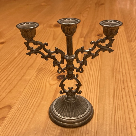 Small vintage silver Candleabra, 5 inches tall, candle holder